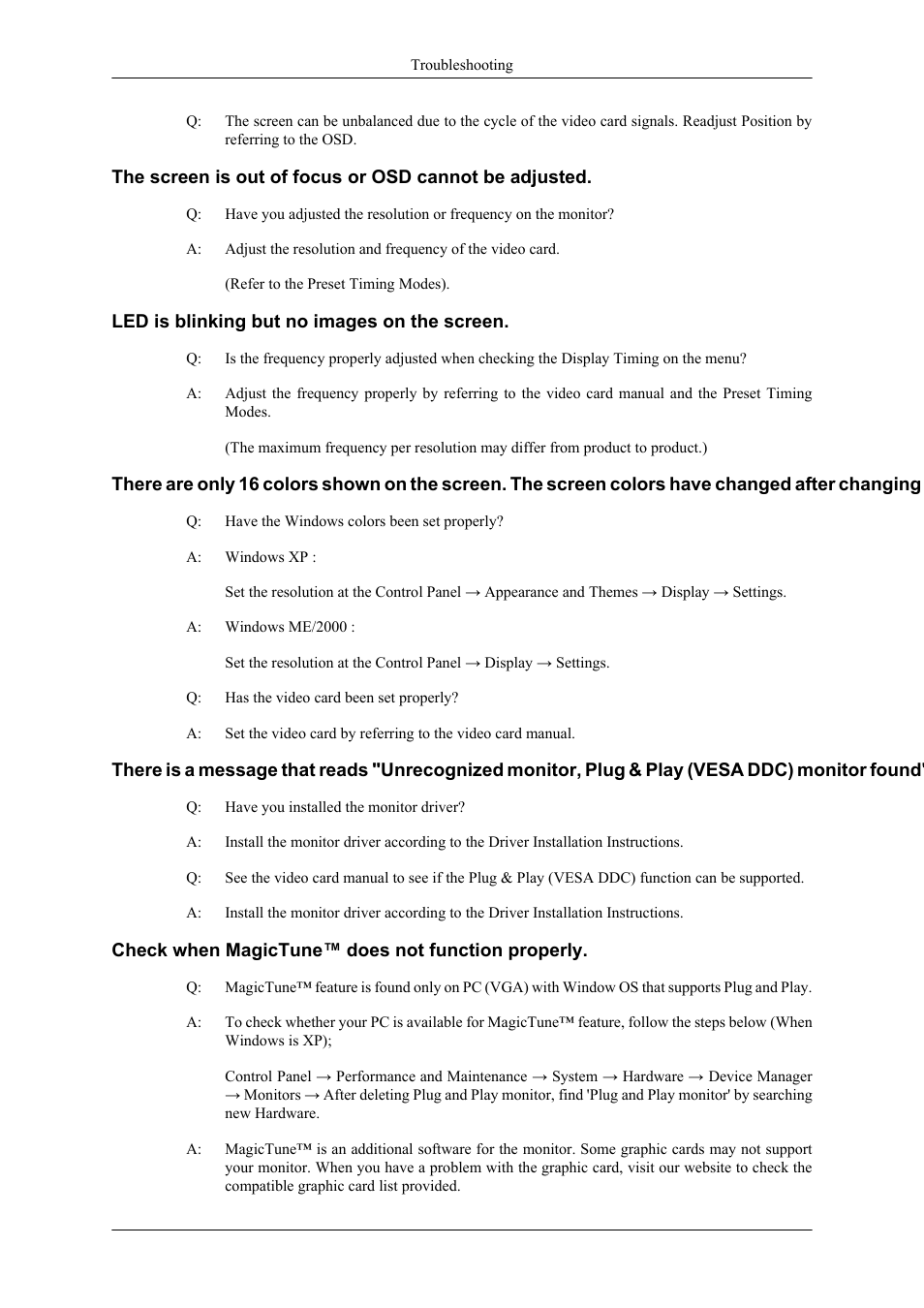 Led is blinking but no images on the screen, Check when magictune™ does not function properly | Samsung LS24CMKKFV-ZA User Manual | Page 13 / 15