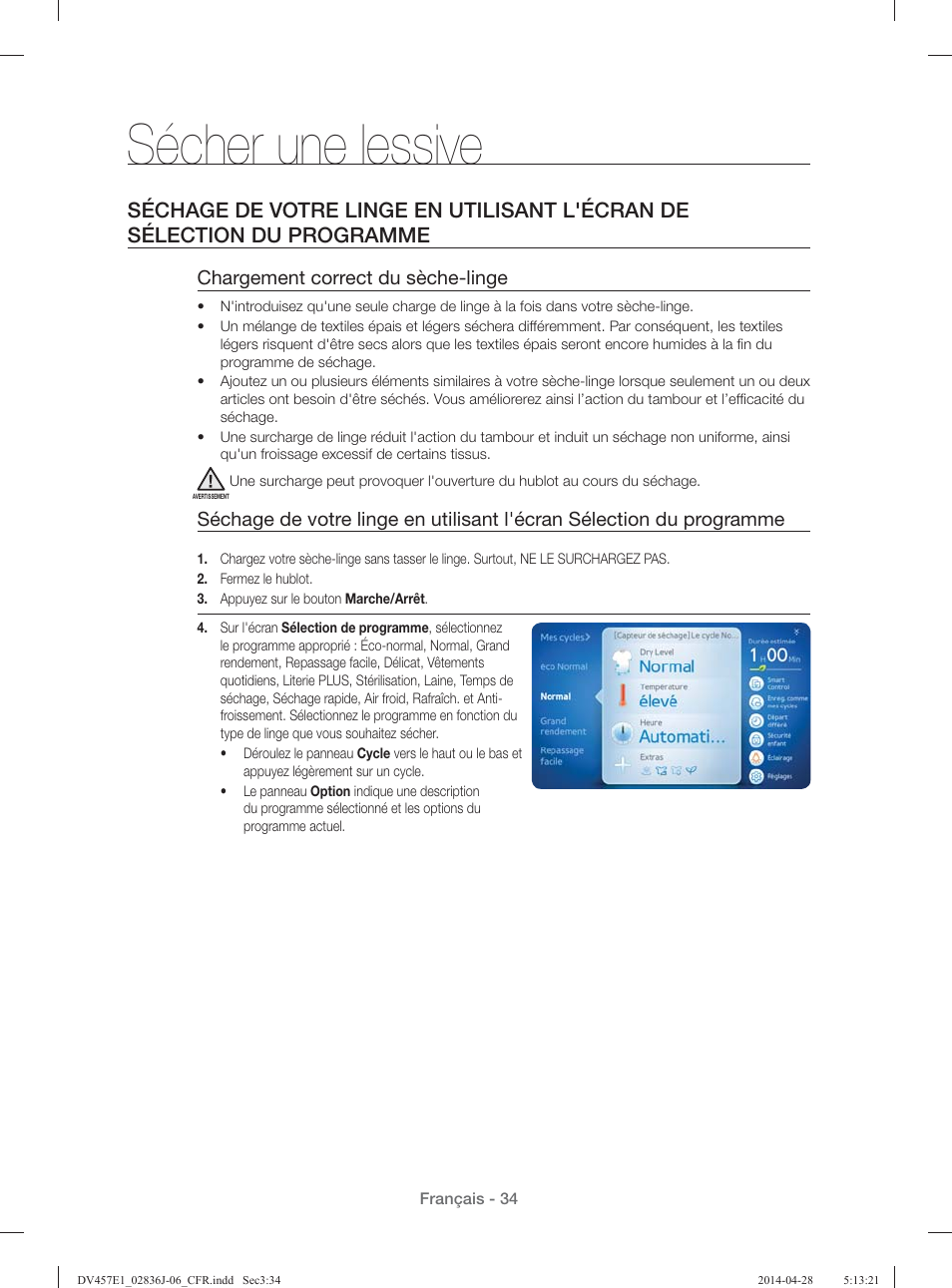 Sécher une lessive, Chargement correct du sèche-linge | Samsung DV457E1GSGR-A1 User Manual | Page 110 / 228