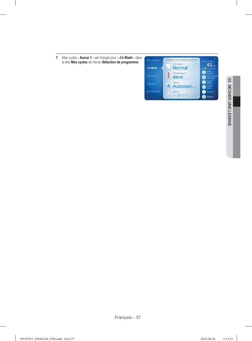 Français - 37 | Samsung DV457E1GSGR-A1 User Manual | Page 113 / 228
