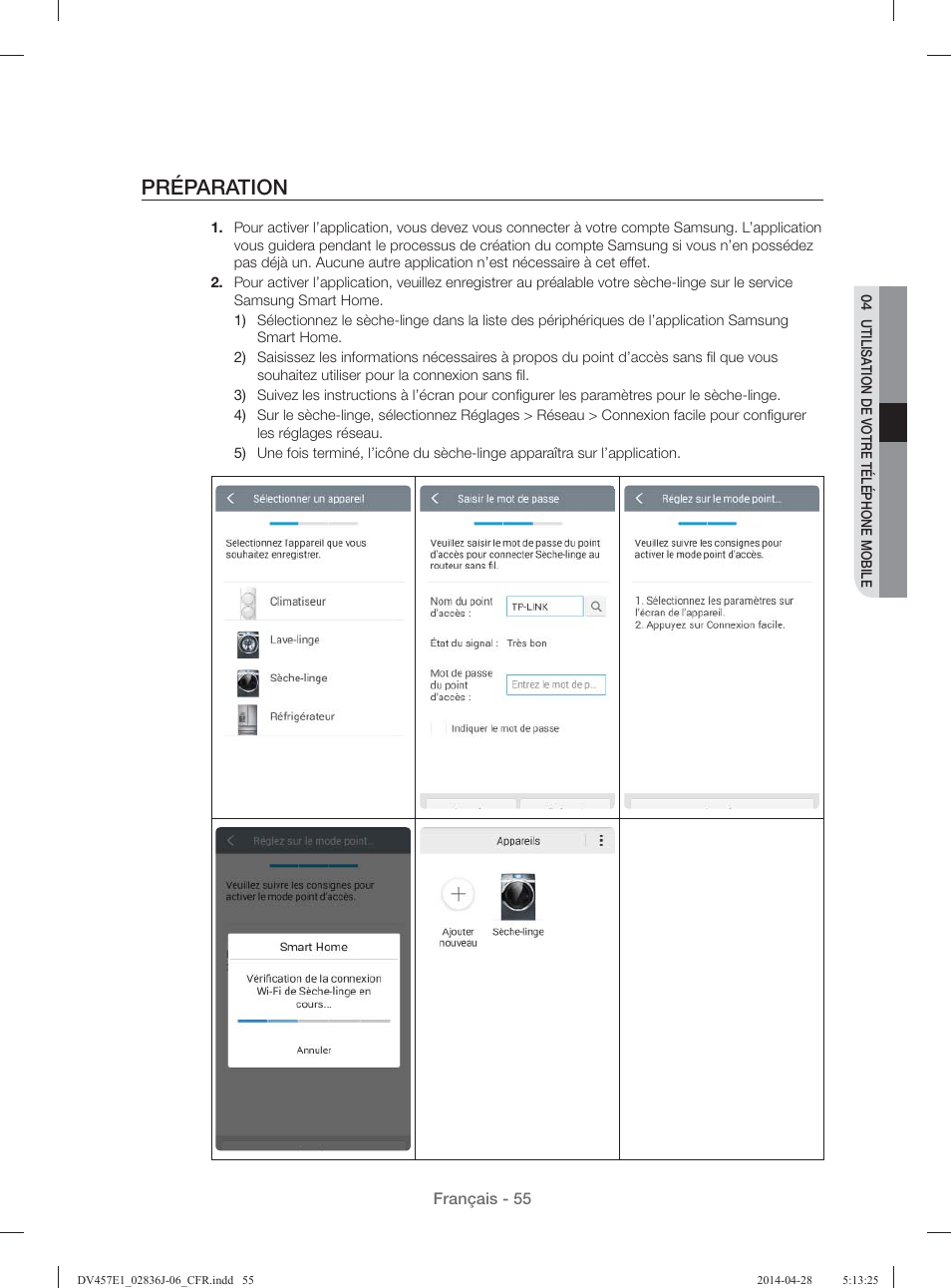 Préparation | Samsung DV457E1GSGR-A1 User Manual | Page 131 / 228