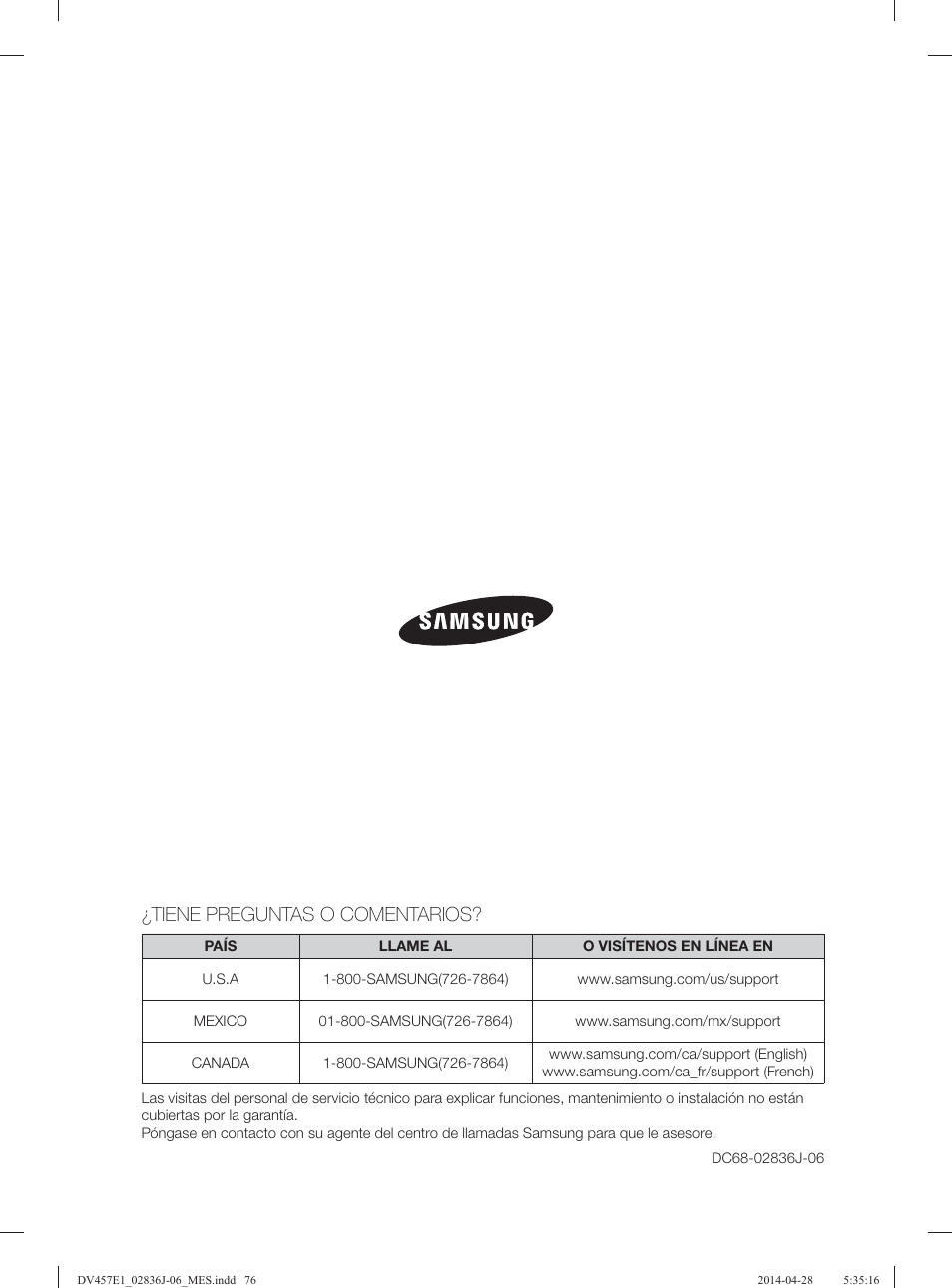 Tiene preguntas o comentarios | Samsung DV457E1GSGR-A1 User Manual | Page 228 / 228