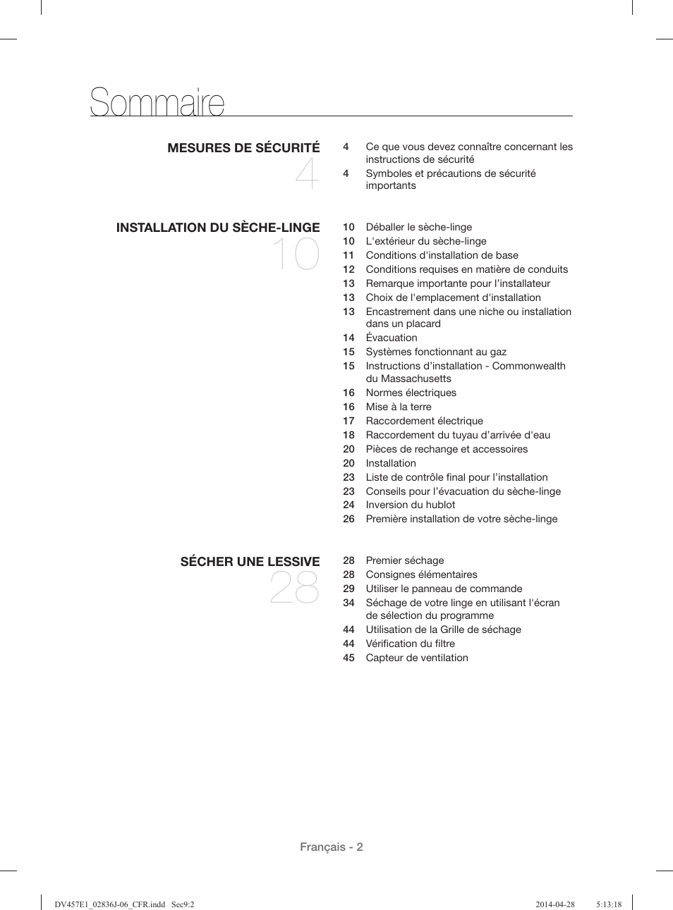 Sommaire | Samsung DV457E1GSGR-A1 User Manual | Page 78 / 228