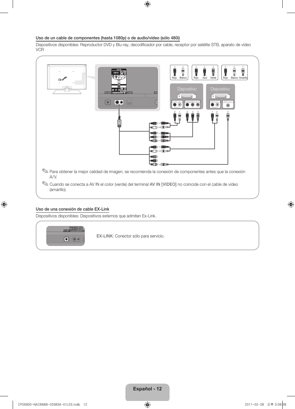 Español - 12, Dispositivo | Samsung PN51D6900DFXZA User Manual | Page 35 / 68