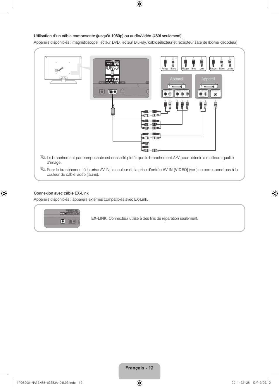 Français - 12, Appareil | Samsung PN51D6900DFXZA User Manual | Page 57 / 68