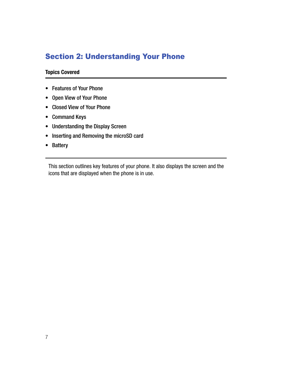 Section 2: understanding your phone | Samsung SCH-U700ZNAVZW User Manual | Page 10 / 180