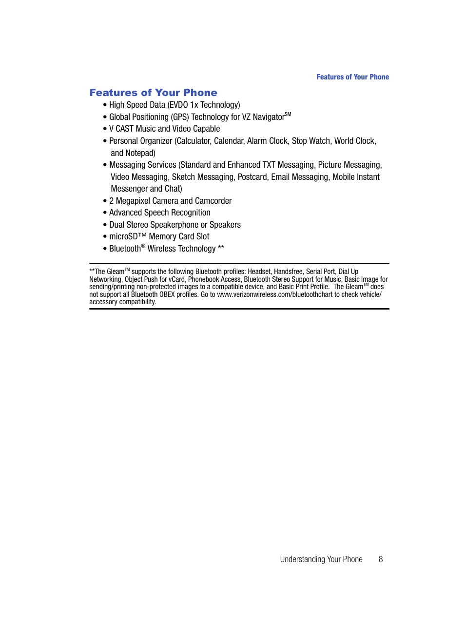 Features of your phone | Samsung SCH-U700ZNAVZW User Manual | Page 11 / 180