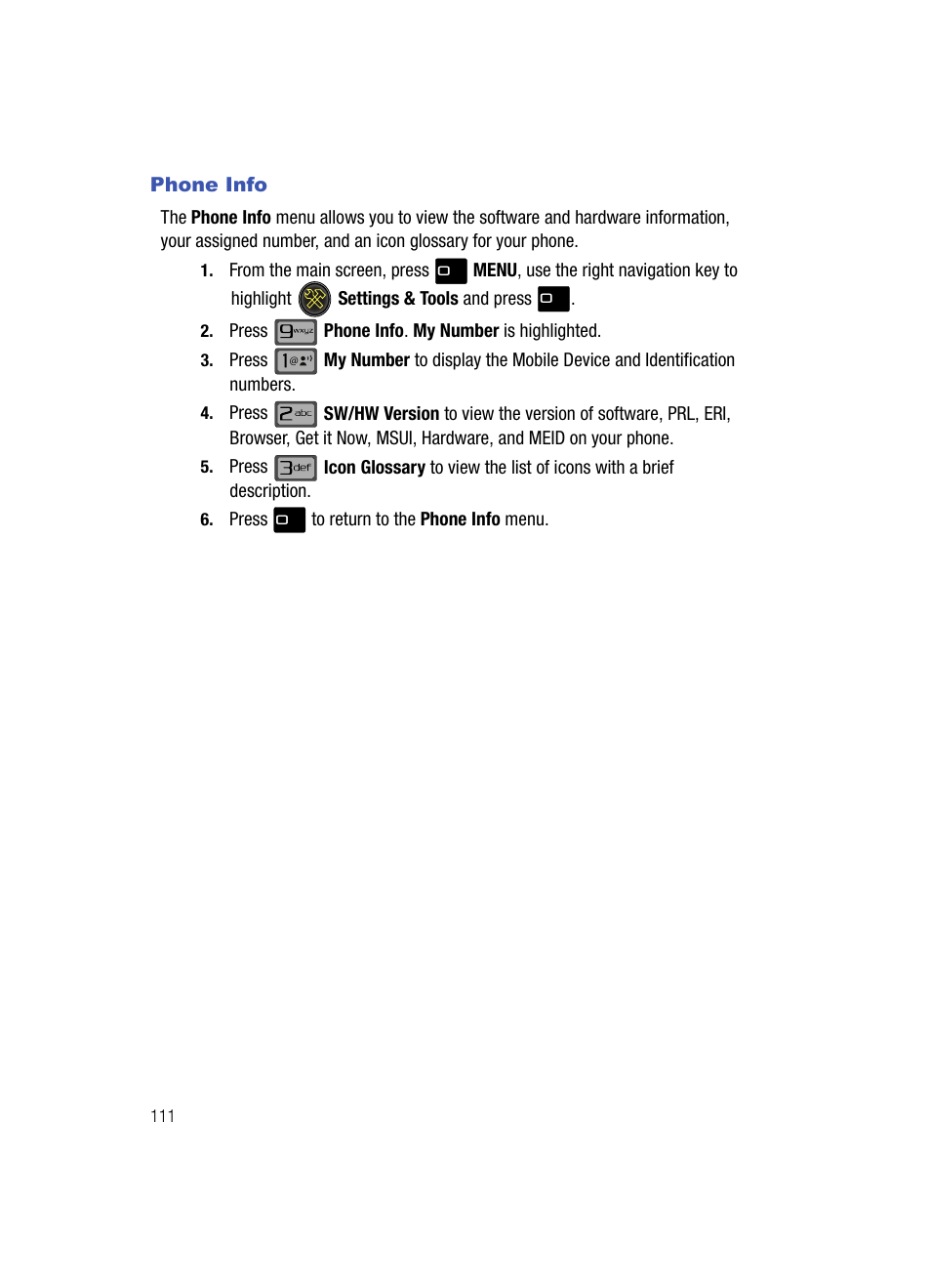 Phone info | Samsung SCH-U700ZNAVZW User Manual | Page 114 / 180