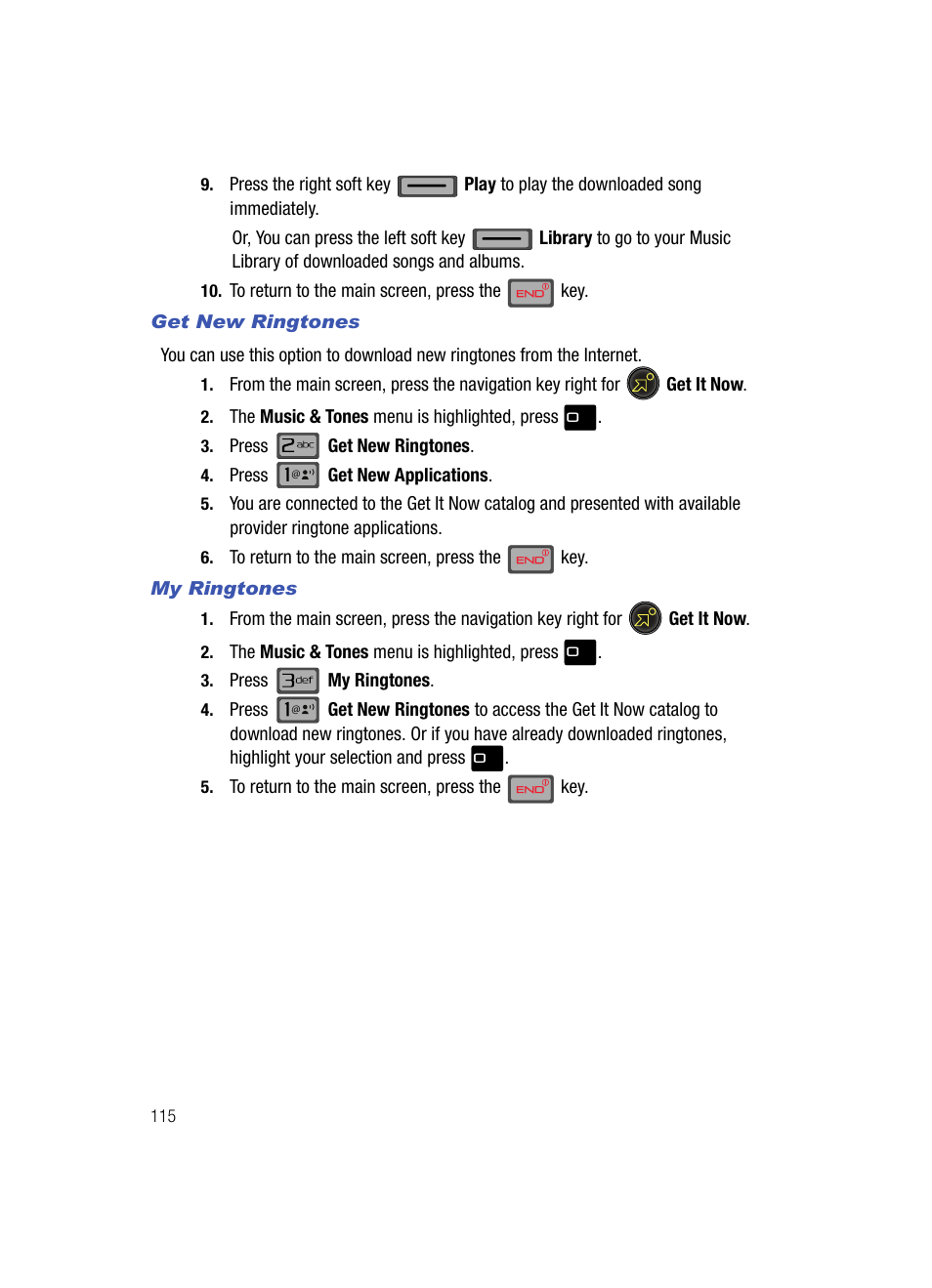 Get new ringtones, My ringtones | Samsung SCH-U700ZNAVZW User Manual | Page 118 / 180