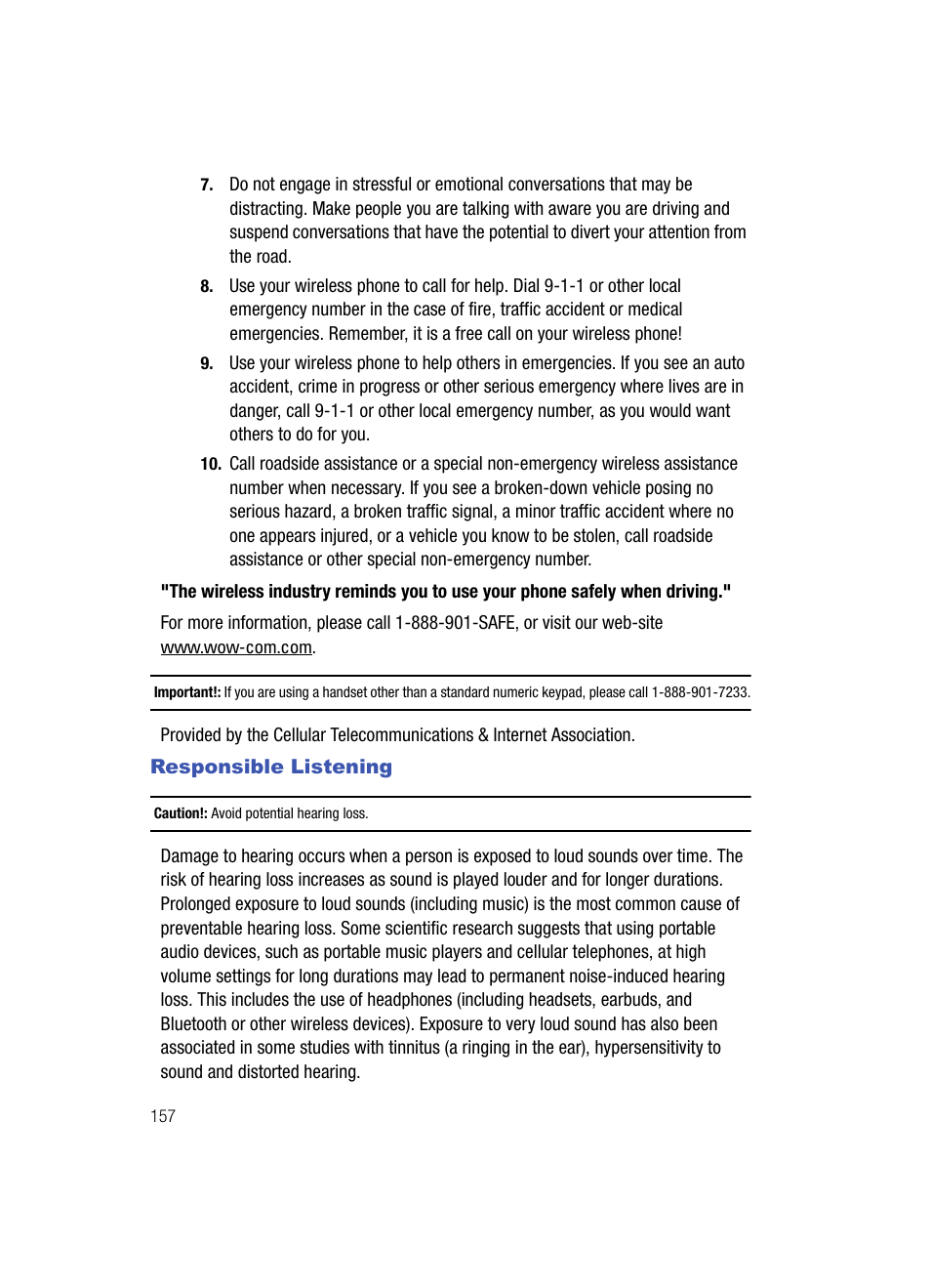 Responsible listening | Samsung SCH-U700ZNAVZW User Manual | Page 160 / 180