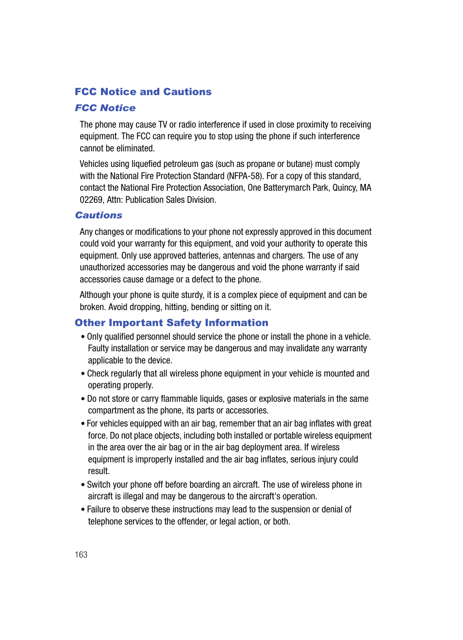 Fcc notice and cautions, Fcc notice, Cautions | Other important safety information | Samsung SCH-U700ZNAVZW User Manual | Page 166 / 180
