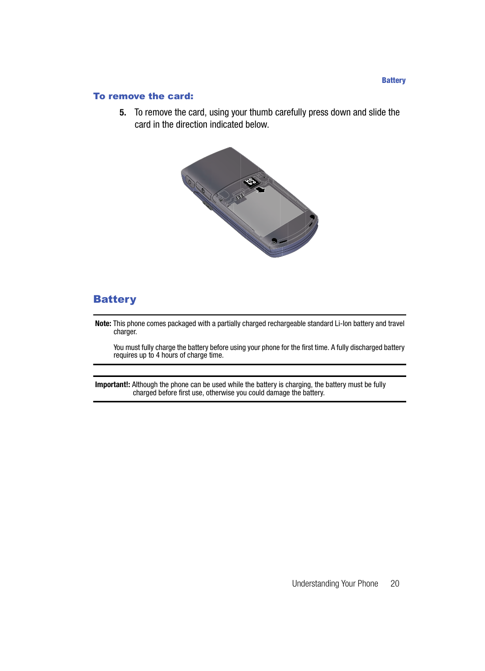 Battery | Samsung SCH-U700ZNAVZW User Manual | Page 23 / 180