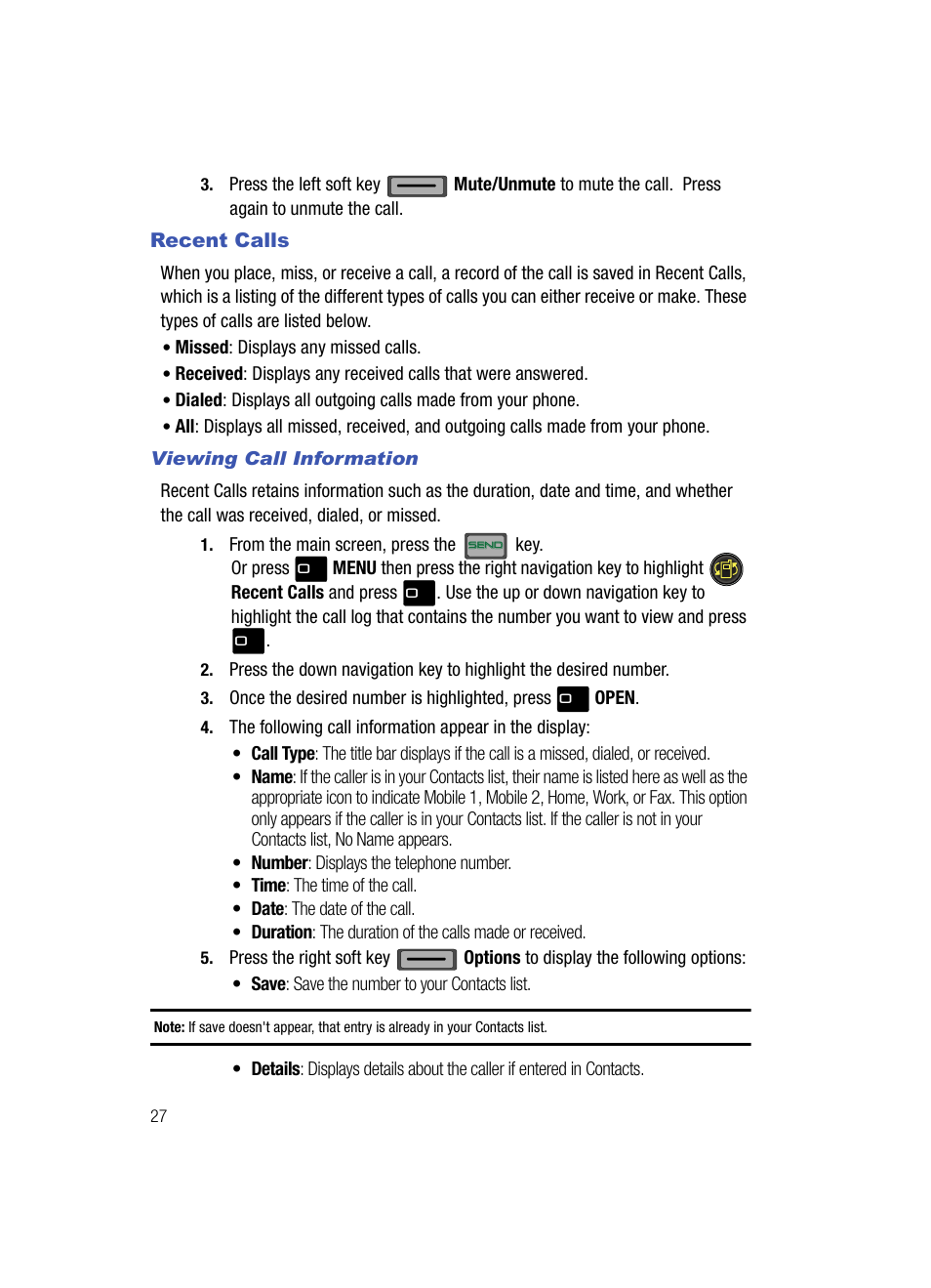 Recent calls, Viewing call information | Samsung SCH-U700ZNAVZW User Manual | Page 30 / 180