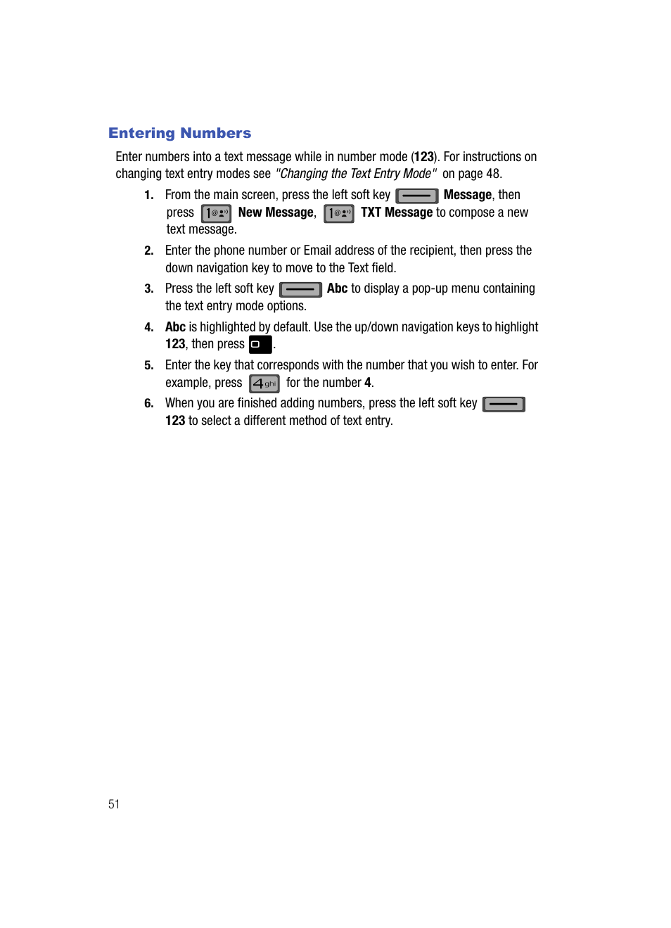 Entering numbers | Samsung SCH-U700ZNAVZW User Manual | Page 54 / 180