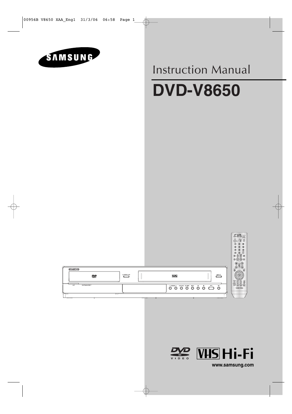 Samsung DVD-V8650-XAA User Manual | 92 pages
