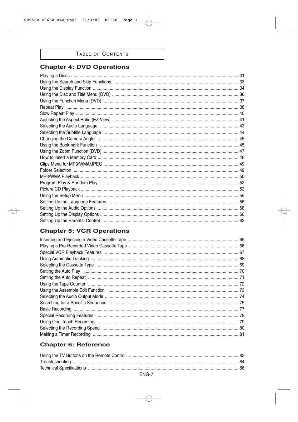 Samsung DVD-V8650-XAA User Manual | Page 7 / 92