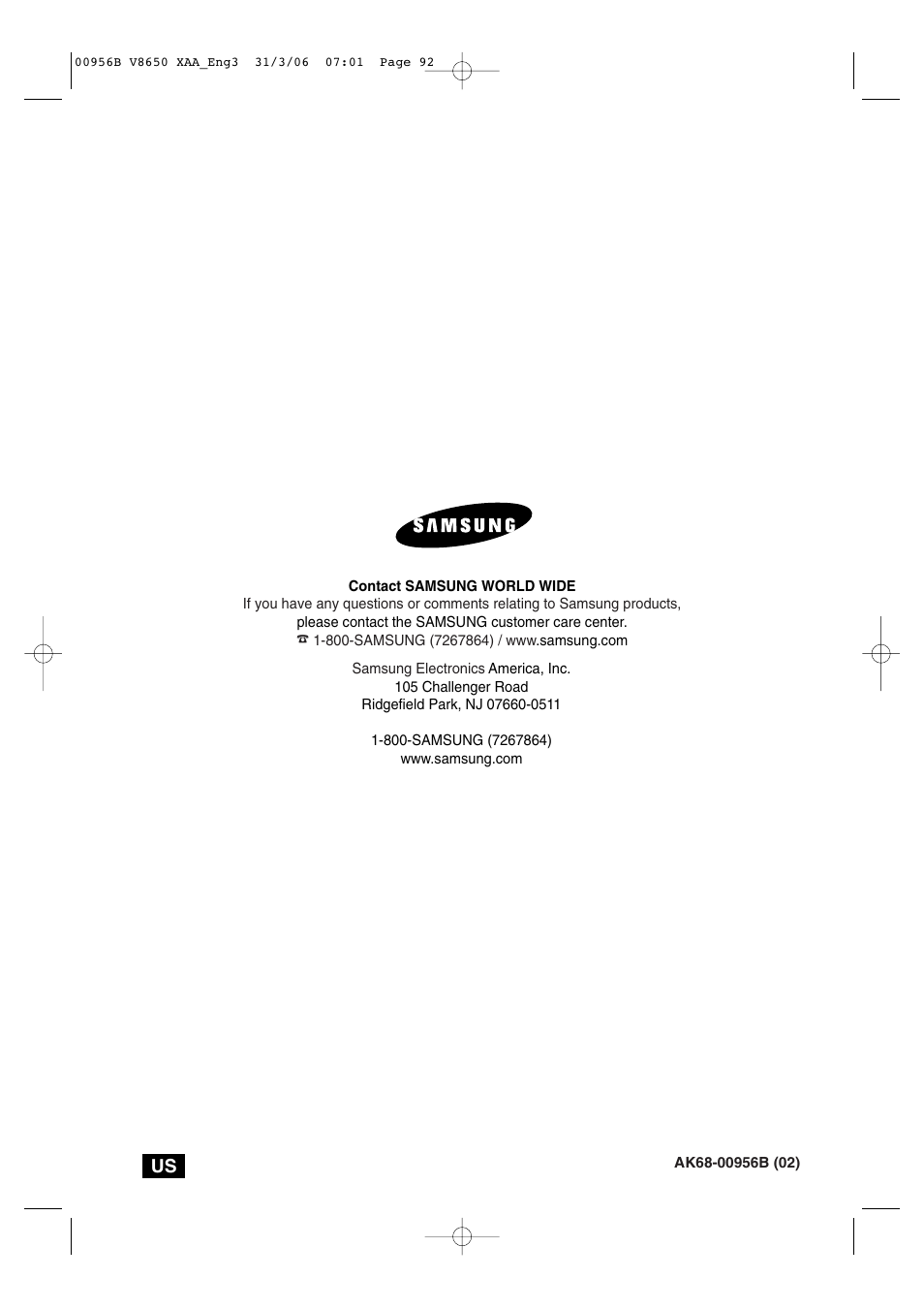 Samsung DVD-V8650-XAA User Manual | Page 92 / 92