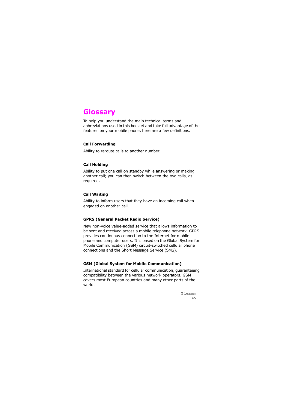 Glossary | Samsung SGH-X105NBATMB User Manual | Page 148 / 159