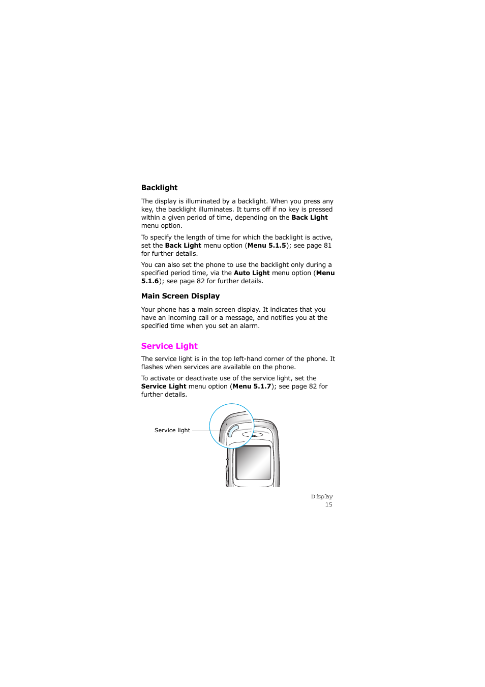 Service light | Samsung SGH-X105NBATMB User Manual | Page 18 / 159