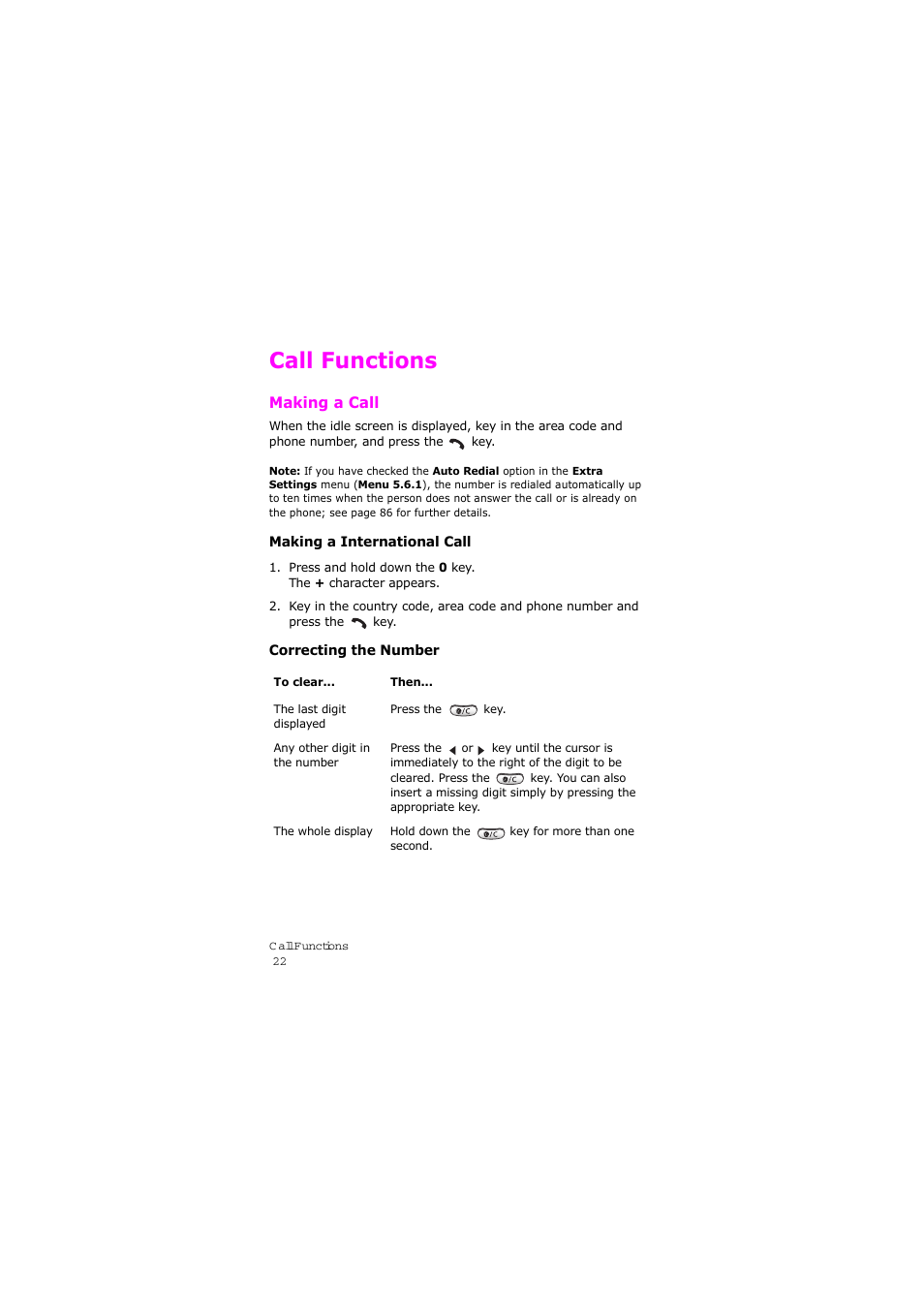 Call functions, Making a call | Samsung SGH-X105NBATMB User Manual | Page 25 / 159