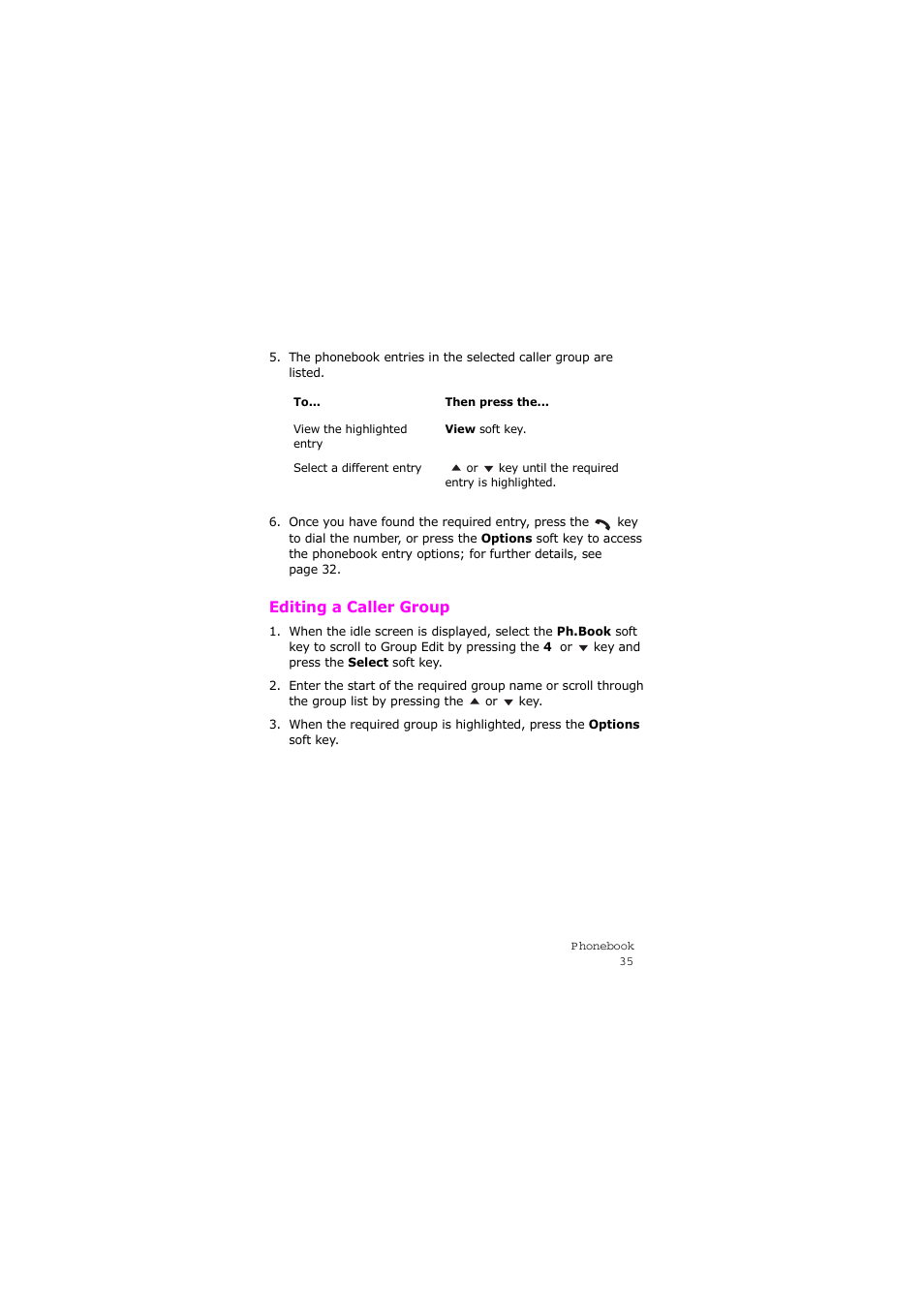 Editing a caller group | Samsung SGH-X105NBATMB User Manual | Page 38 / 159