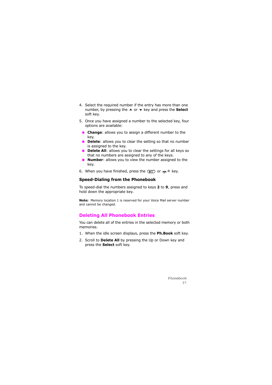 Deleting all phonebook entries | Samsung SGH-X105NBATMB User Manual | Page 40 / 159