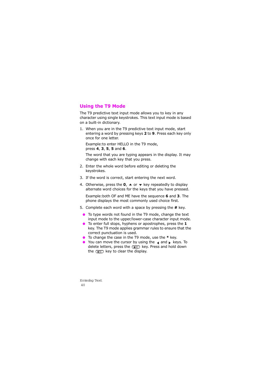 Using the t9 mode | Samsung SGH-X105NBATMB User Manual | Page 43 / 159