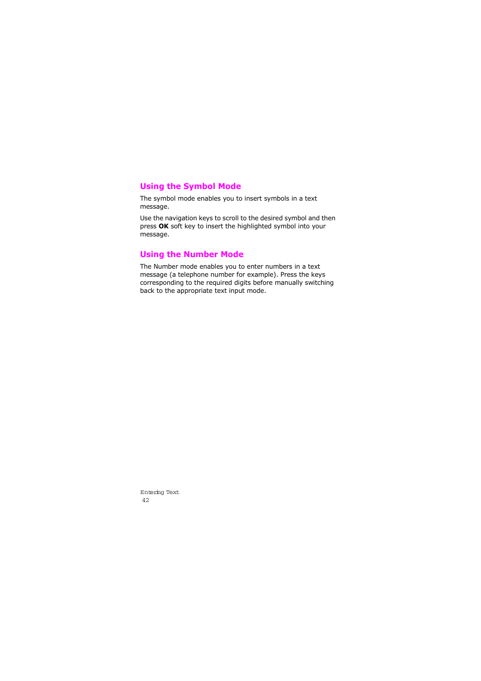 Using the symbol mode, Using the number mode, Using the symbol mode using the number mode | Samsung SGH-X105NBATMB User Manual | Page 45 / 159