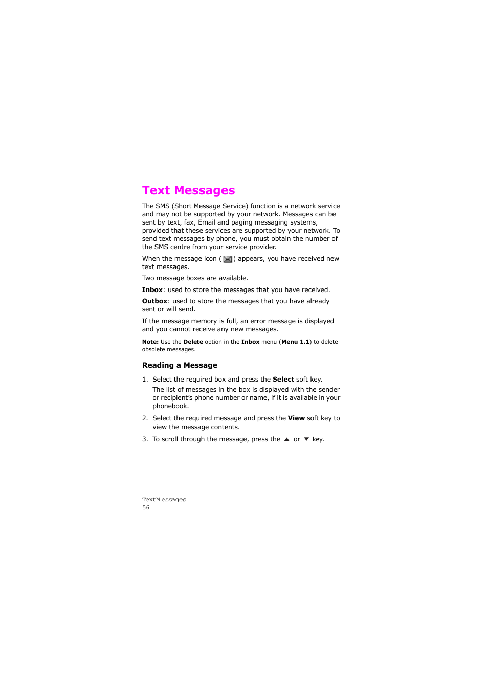 Text messages | Samsung SGH-X105NBATMB User Manual | Page 59 / 159