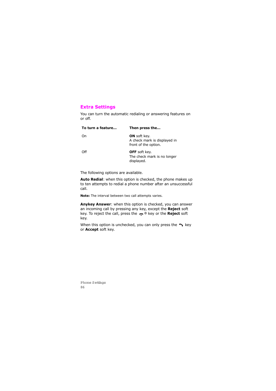 Extra settings | Samsung SGH-X105NBATMB User Manual | Page 89 / 159