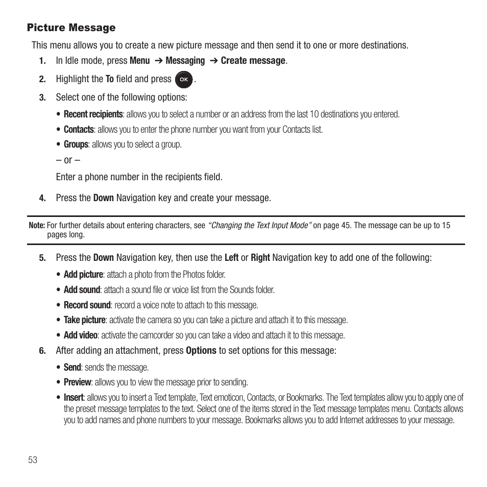 Picture message | Samsung SGH-T369ZKDTMB User Manual | Page 56 / 153