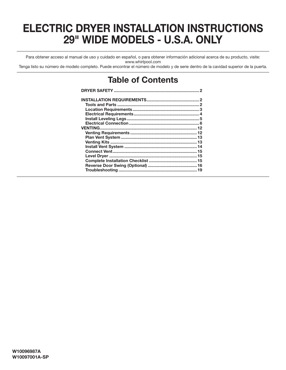 Amana W10300459A User Manual | 20 pages