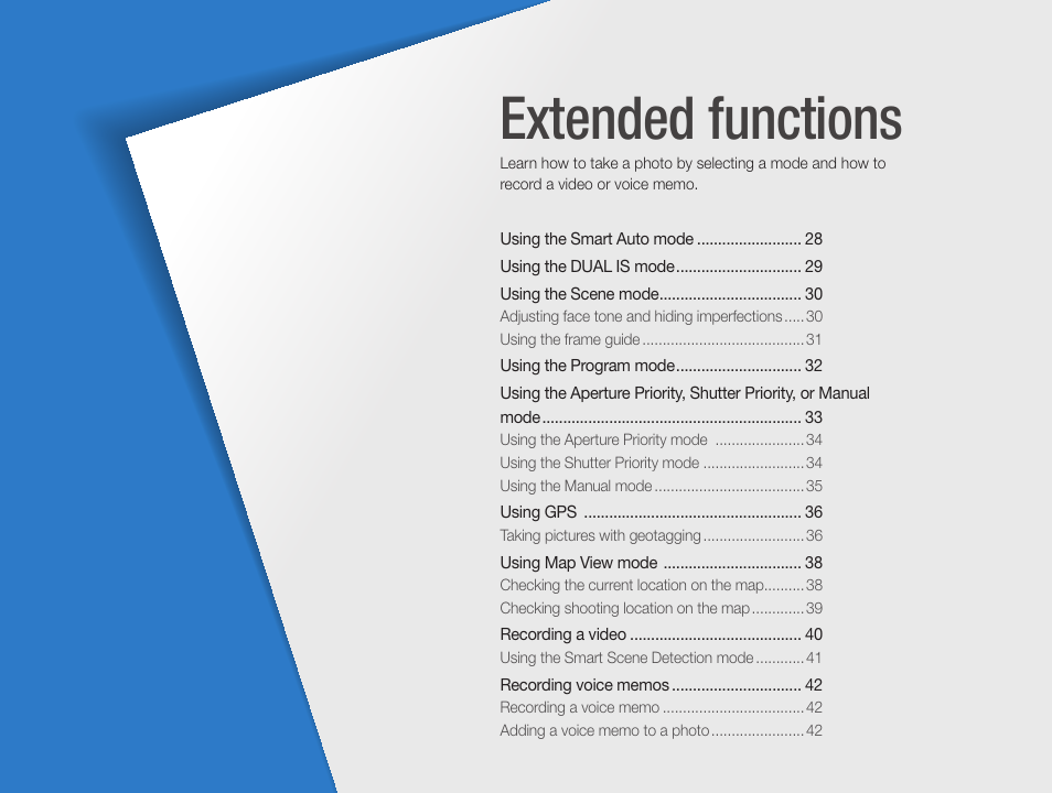 Extended functions | Samsung EC-HZ35WZBPBUS User Manual | Page 28 / 113