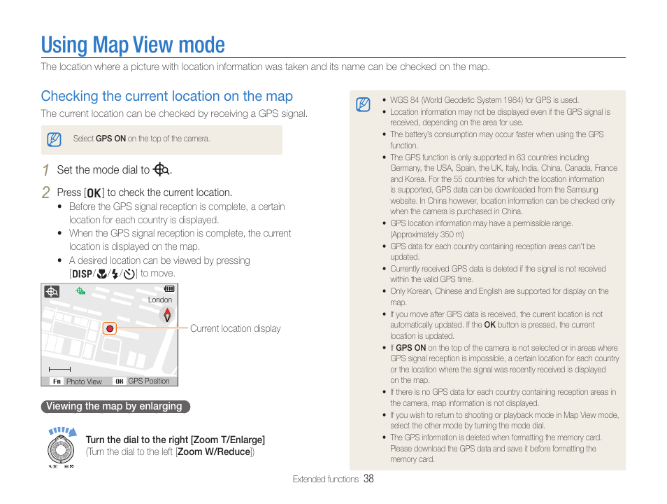 Using map view mode, Checking the current location on the map | Samsung EC-HZ35WZBPBUS User Manual | Page 39 / 113