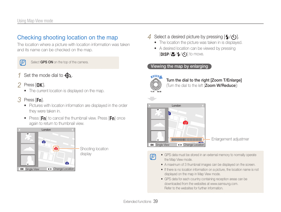 Checking shooting location on the map | Samsung EC-HZ35WZBPBUS User Manual | Page 40 / 113