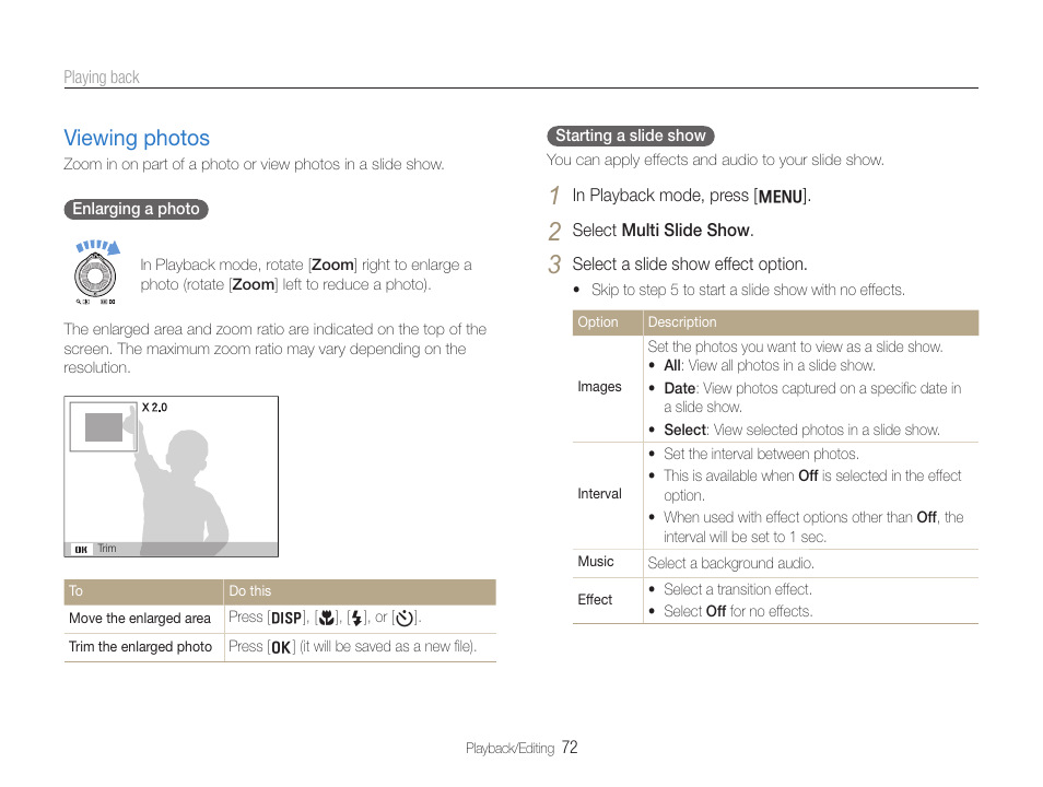 Viewing photos | Samsung EC-HZ35WZBPBUS User Manual | Page 73 / 113