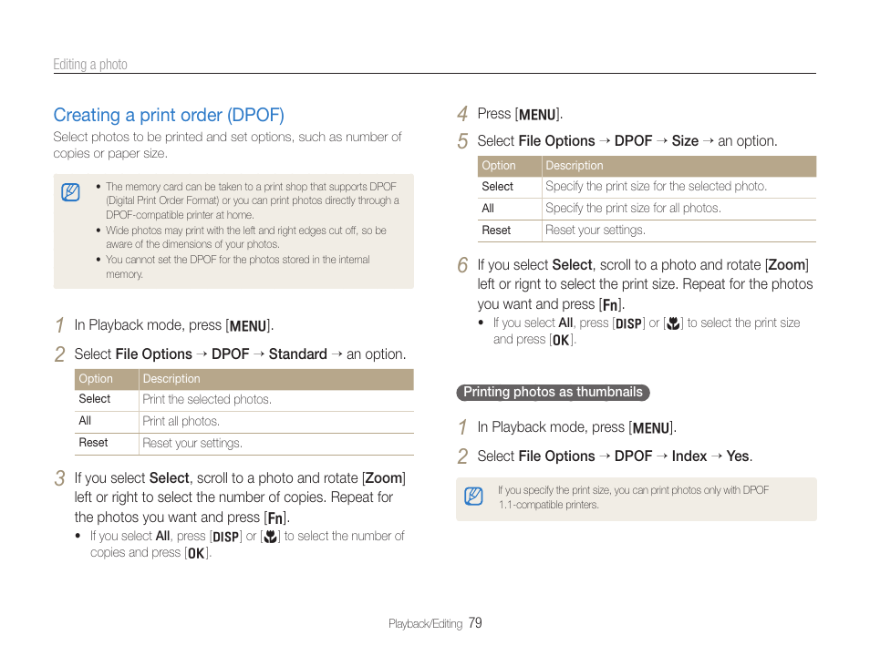 Creating a print order (dpof) | Samsung EC-HZ35WZBPBUS User Manual | Page 80 / 113