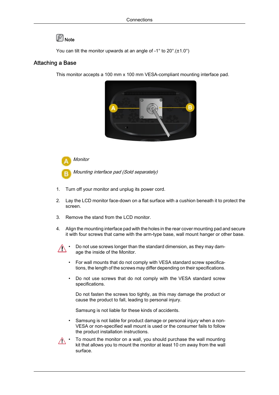 Attaching a base | Samsung LS22CMFKFV-ZA User Manual | Page 16 / 54
