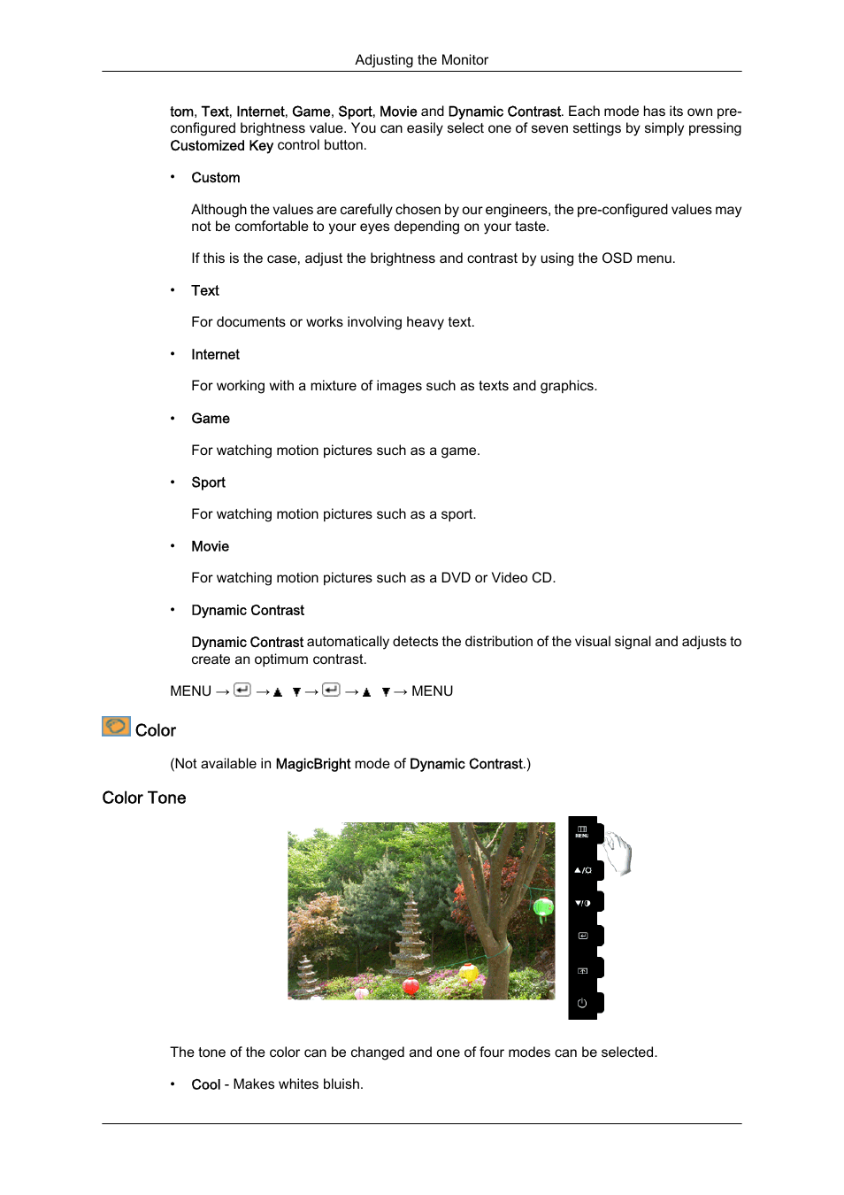 Color, Color tone | Samsung LS22CMFKFV-ZA User Manual | Page 32 / 54