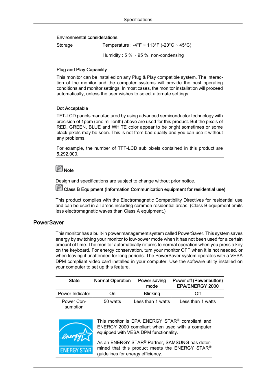 Powersaver | Samsung LS22CMFKFV-ZA User Manual | Page 44 / 54