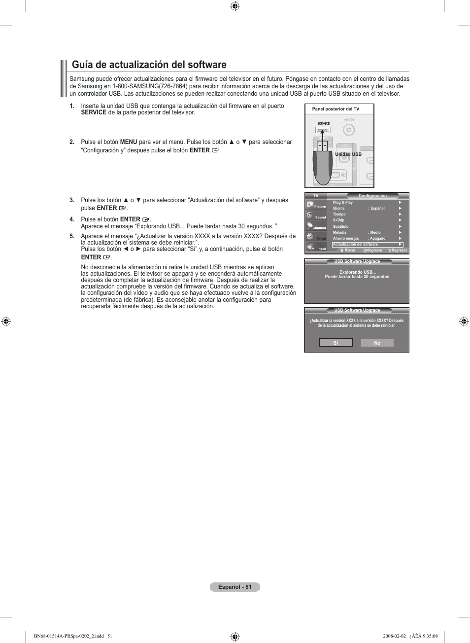 Guía de actualización del software | Samsung LN37A330J1DXZA User Manual | Page 117 / 129