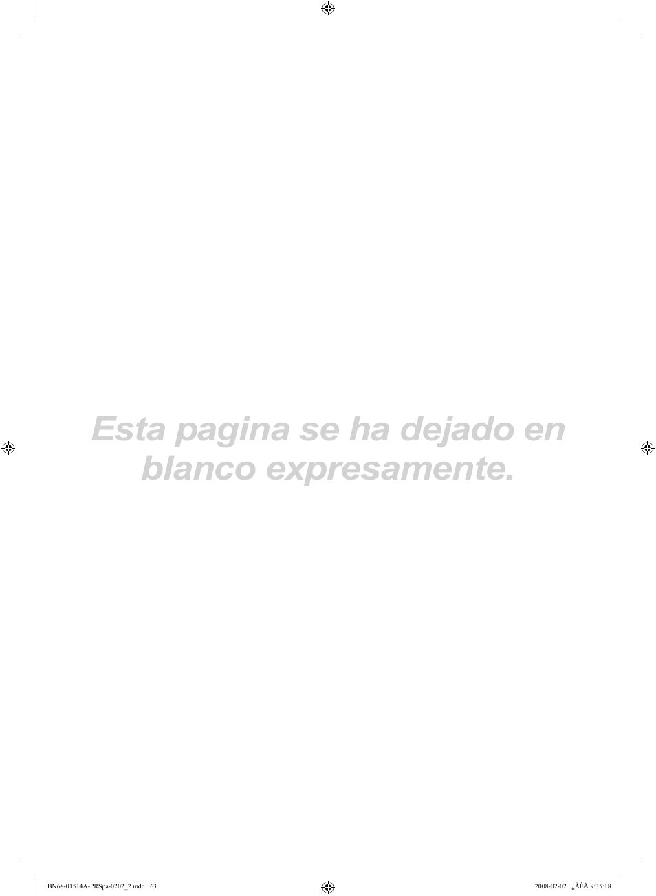 Esta pagina se ha dejado en blanco expresamente | Samsung LN37A330J1DXZA User Manual | Page 129 / 129