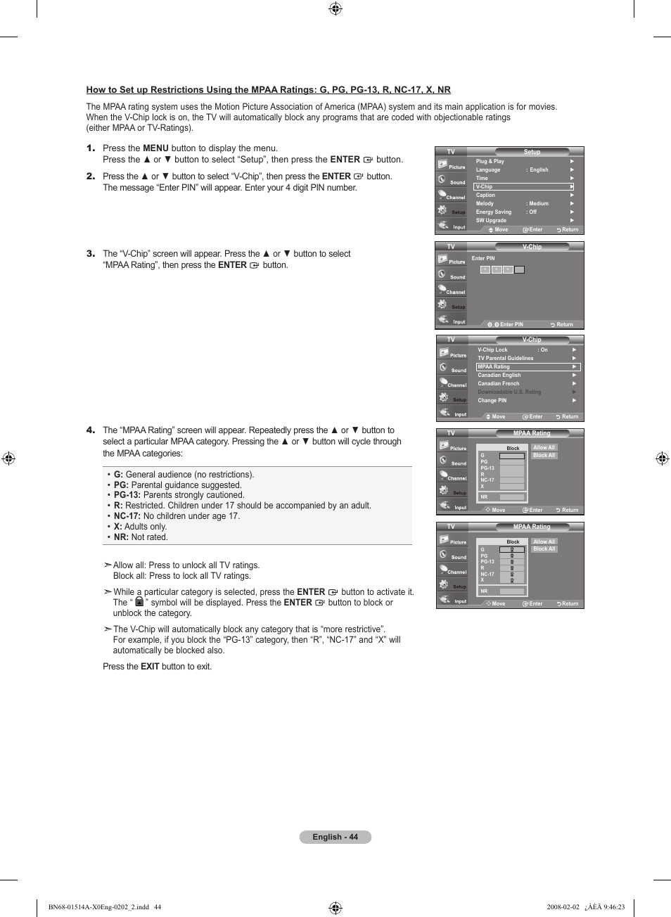 Samsung LN37A330J1DXZA User Manual | Page 46 / 129