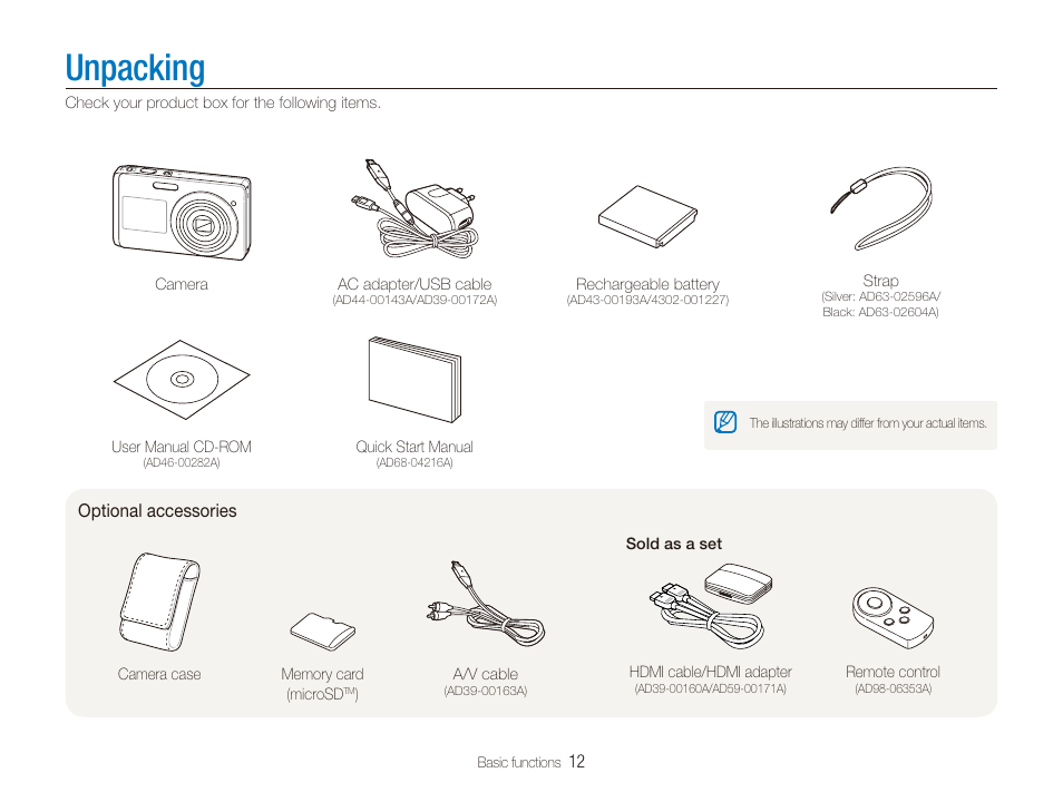 Unpacking | Samsung EC-TL225ZBPLUS User Manual | Page 13 / 110