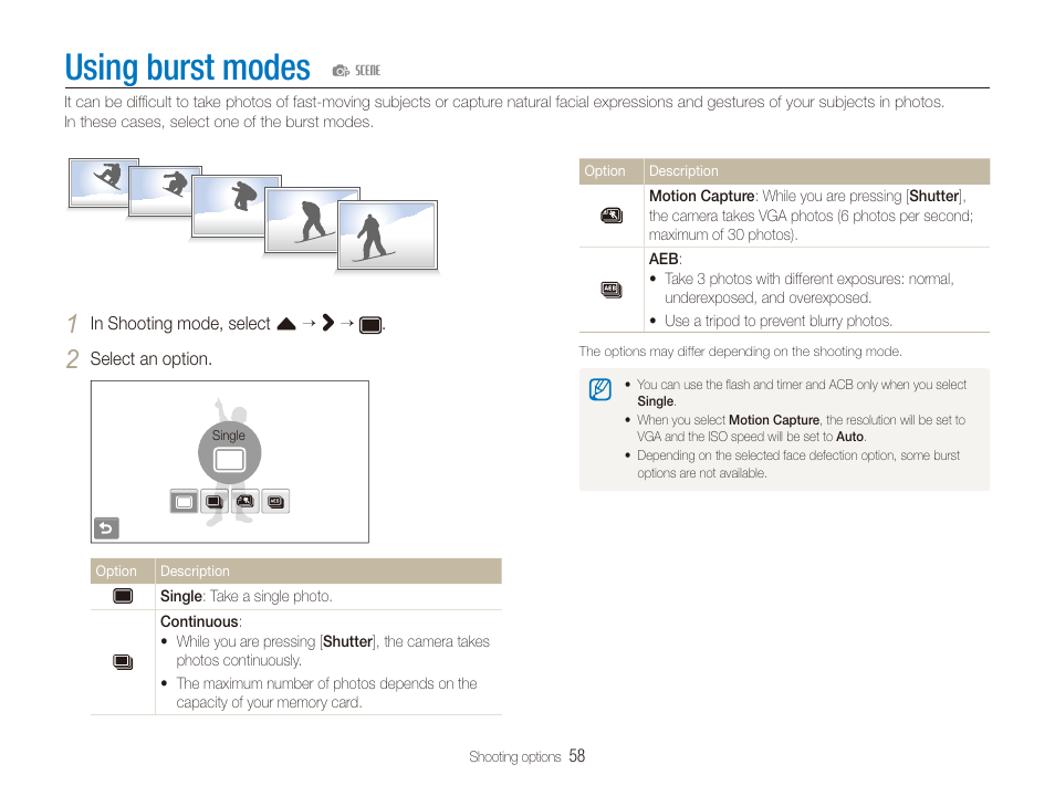Using burst modes | Samsung EC-TL225ZBPLUS User Manual | Page 59 / 110