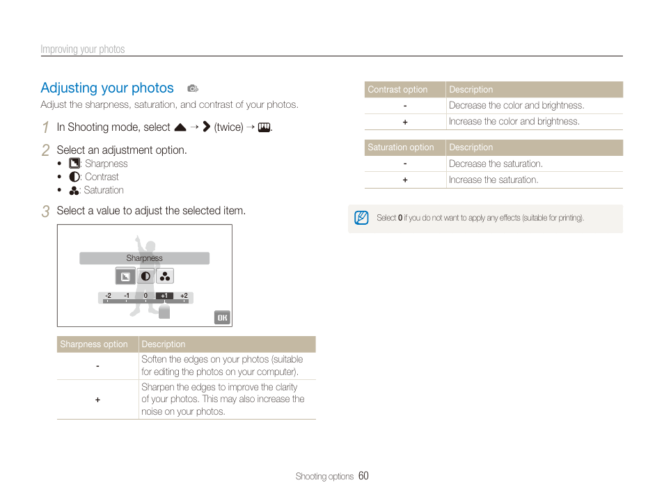 Adjusting your photos, Adjusting your photos ………………………… 60 | Samsung EC-TL225ZBPLUS User Manual | Page 61 / 110