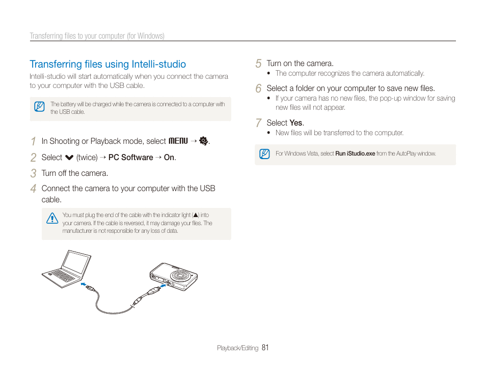 Transferring files using intelli-studio, Transferring ﬁles using intelli-studio, Transferring ﬁles using intelli-studio …………… 81 | Samsung EC-TL225ZBPLUS User Manual | Page 82 / 110