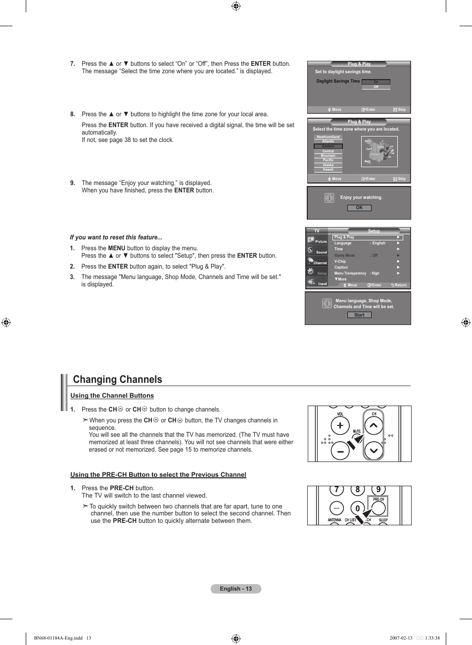 Changing channels | Samsung LNT1954HX-XAA User Manual | Page 15 / 116
