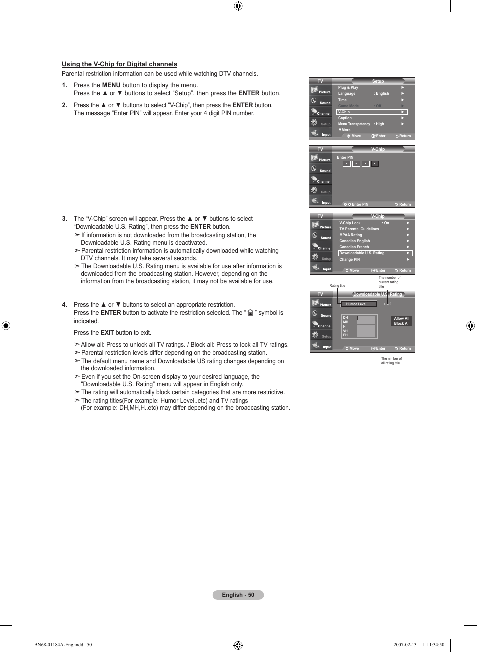 Samsung LNT1954HX-XAA User Manual | Page 52 / 116