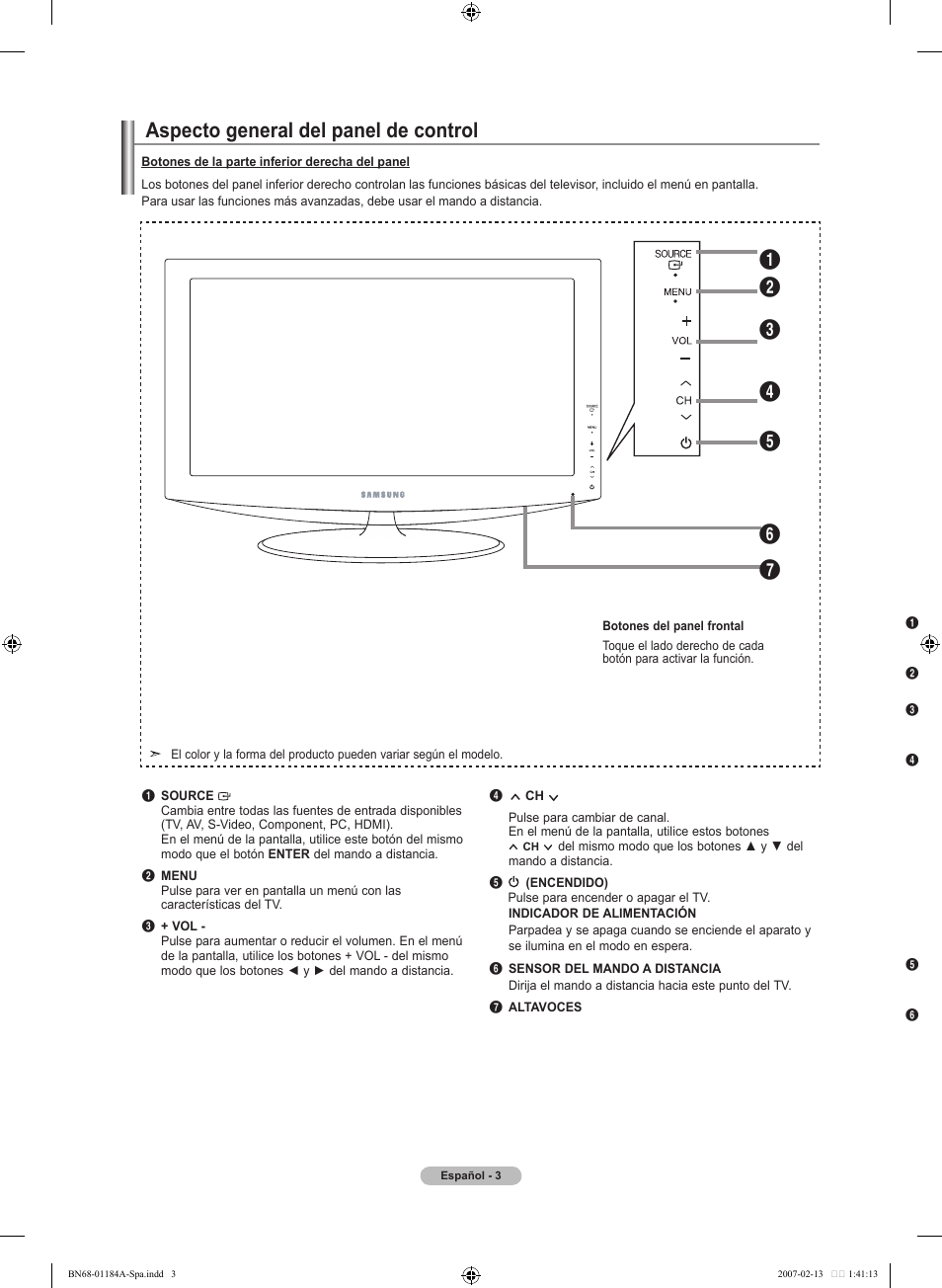 Aspecto general del panel de control | Samsung LNT1954HX-XAA User Manual | Page 62 / 116