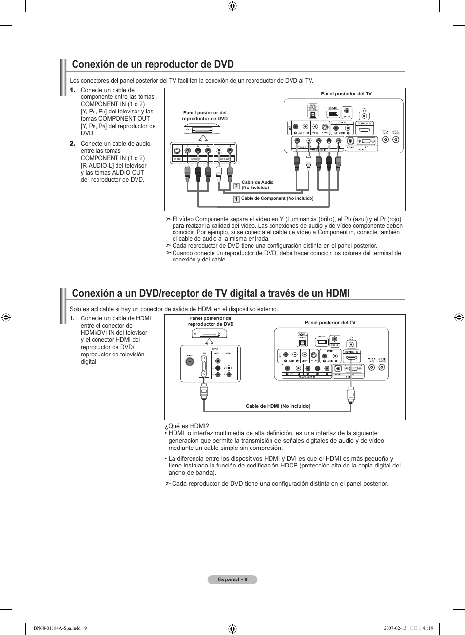 Conexión de un reproductor de dvd | Samsung LNT1954HX-XAA User Manual | Page 68 / 116